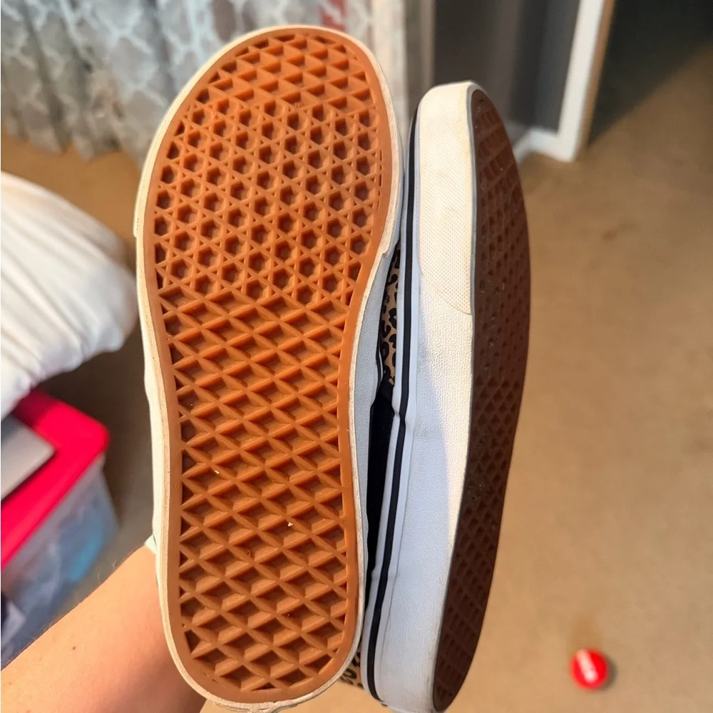 Vans Tan Leopard Slip-On Sneakers - Picture 2 of 3